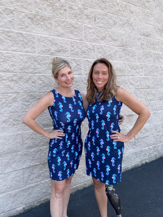 Lulu-B Sleeveless UPF 50+ Travel Dress - Nautical Seahorse Print