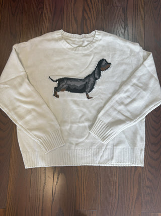 Dapple Dachshund Cream Sweater