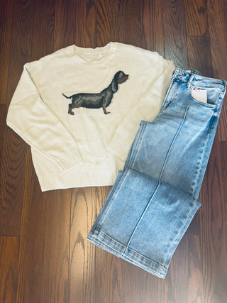 Dapple Dachshund Cream Sweater