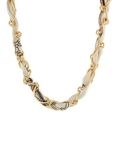 Ivory and gold chain necklace neutral statement jewelry