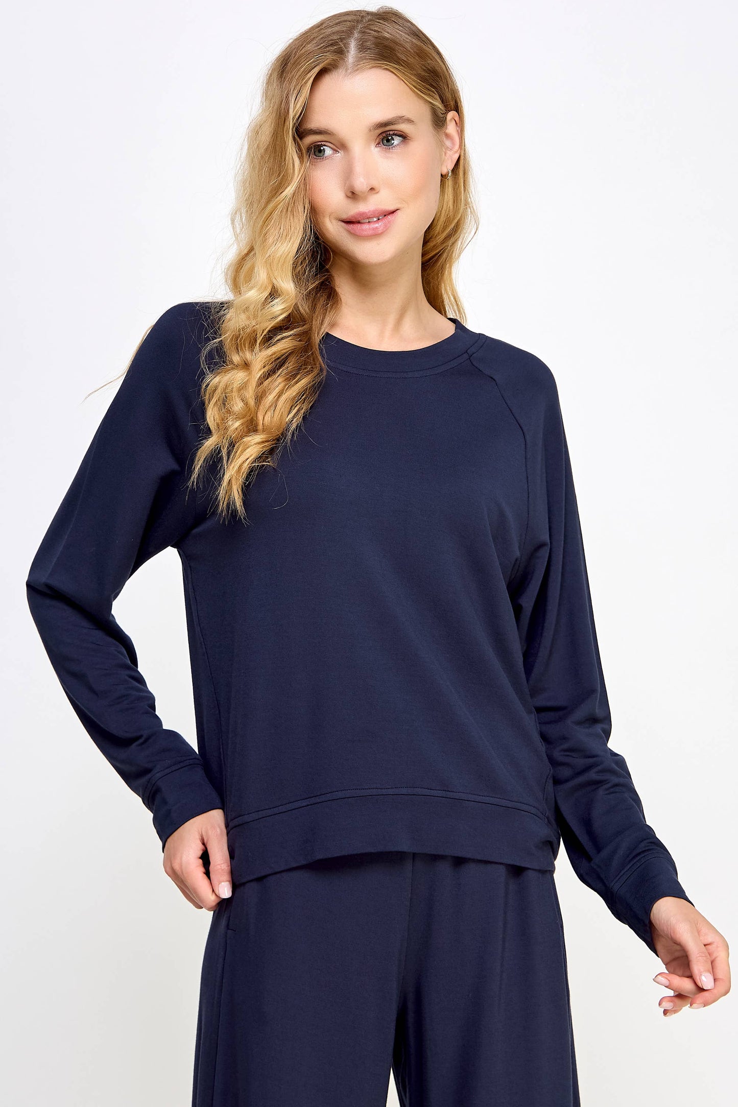 Navy Effortlessly Chic Round Neck Top