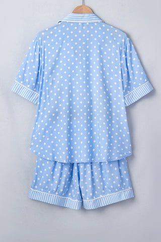 Sky Blue Polka Dot Short Pajama Set