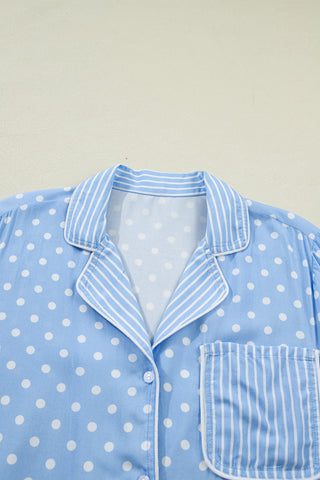 Sky Blue Polka Dot Short Pajama Set