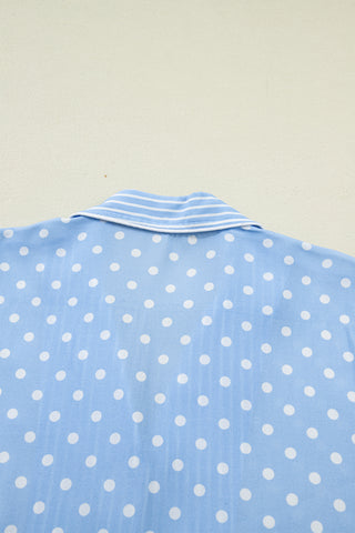 Sky Blue Polka Dot Short Pajama Set