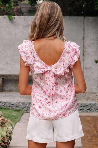 Pink Floral Bow Blouse