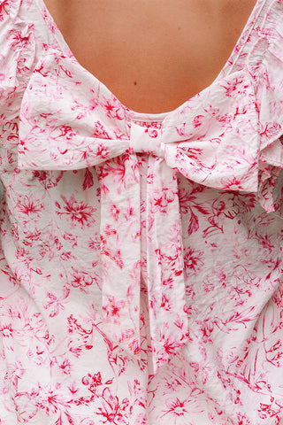 Pink Floral Bow Blouse