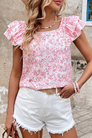 Pink Floral Bow Blouse