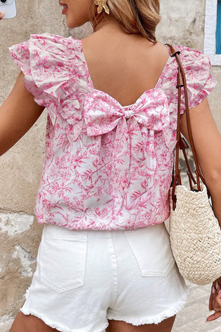 Pink Floral Bow Blouse