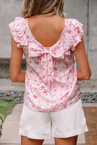 Pink Floral Bow Blouse