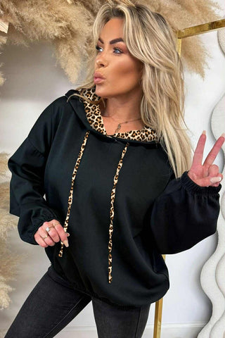 Valentina Leopard-Accent Premium Drop Shoulder Hoodie