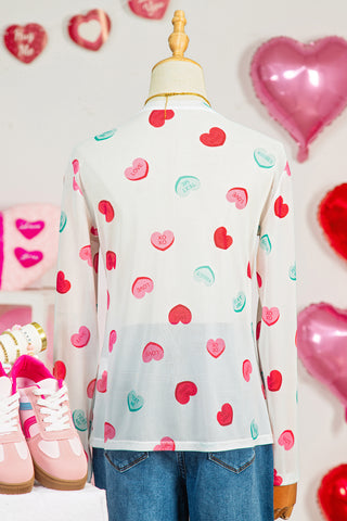 Sheer Mesh Valentine’s Long Sleeve Top
