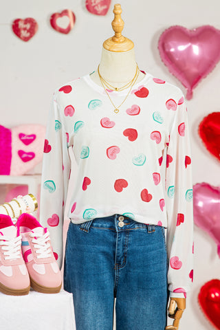 Sheer Mesh Valentine’s Long Sleeve Top