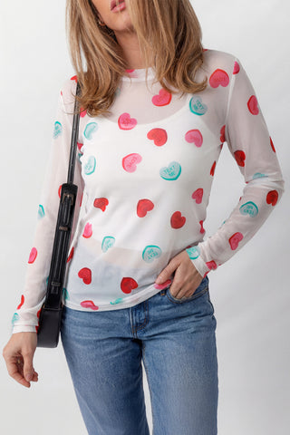 Sheer Mesh Valentine’s Long Sleeve Top