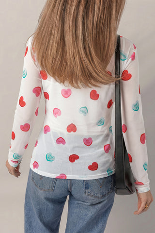 Sheer Mesh Valentine’s Long Sleeve Top