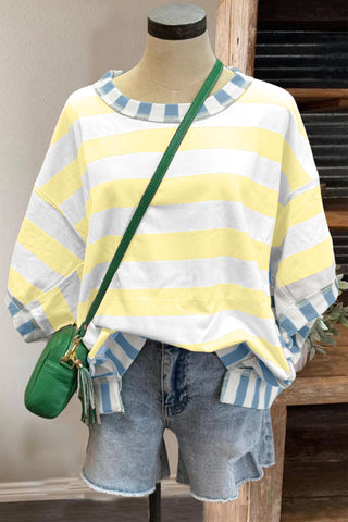 Yellow Stripe Patchwork Oversized Top