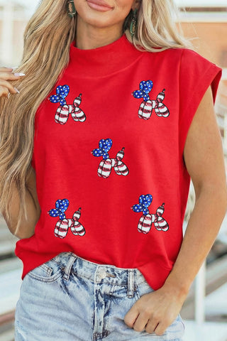 Patriotic Balloon Dog High-Neck Pop-Art Shift Top