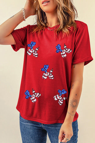 Americana Sequin Balloon Puppy Patriotic Graphic Tee