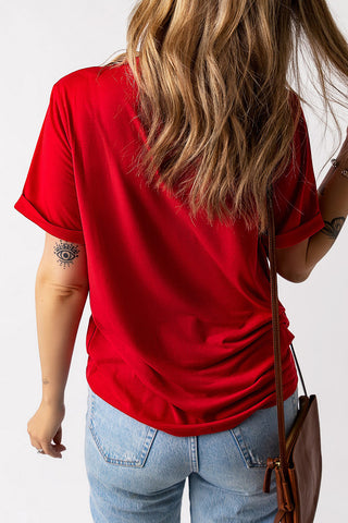 Patriotic American Flag Bow Graphic T-Shirt – Festive Red