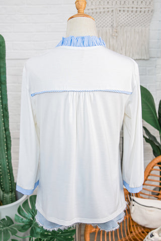 Chic V-Neck Striped Patchwork Blouse