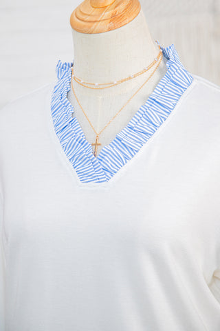 Chic V-Neck Striped Patchwork Blouse