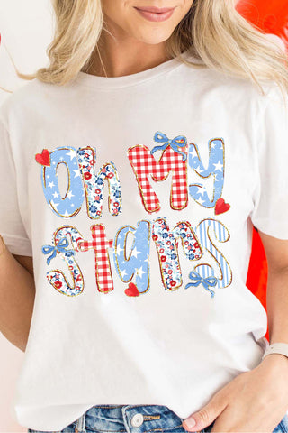 Patriotic "Oh My Stars" Graphic Tee – Americana Mixed Print T-Shirt