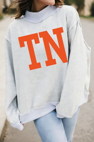 Tennessee Reversible Mock Neck Sweatshirt – 2-in-1 Light Grey Game Day Pullover
