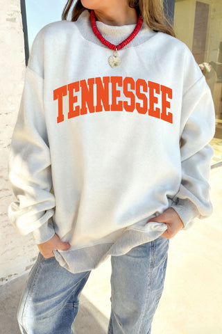 Tennessee Reversible Mock Neck Sweatshirt – 2-in-1 Light Grey Game Day Pullover