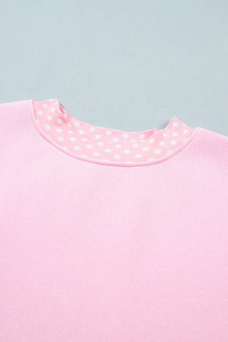 Pink Polka Dot Patchwork Oversized Sweatshirt