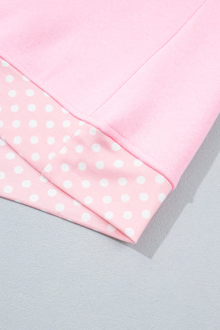 Pink Polka Dot Patchwork Oversized Sweatshirt