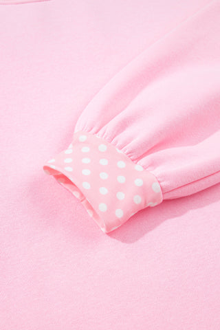 Pink Polka Dot Patchwork Oversized Sweatshirt
