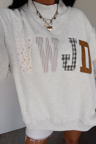 Faith & Style WWJD Patchwork Oversized Plus Size Tunic Sweatshirt