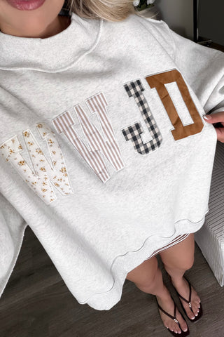 Faith & Style WWJD Patchwork Oversized Plus Size Tunic Sweatshirt