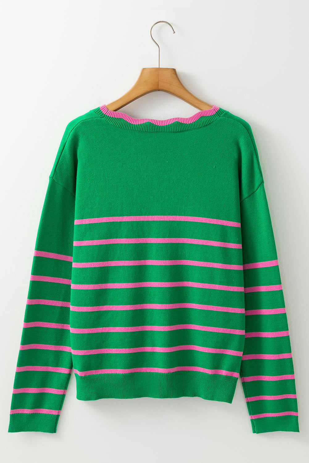 Green Stripe Knit Cardigan with Bow Detail