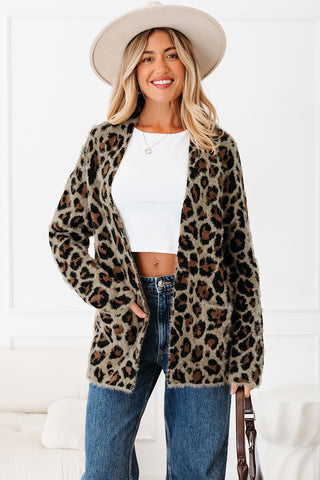 Wild Side Fuzzy Leopard Cardigan