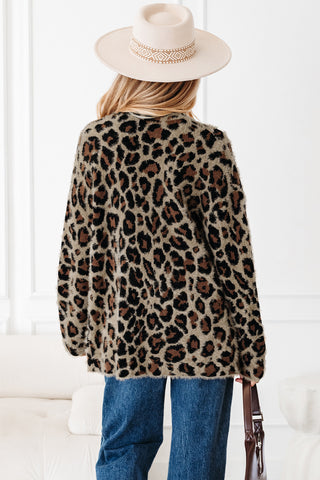 Wild Side Fuzzy Leopard Cardigan