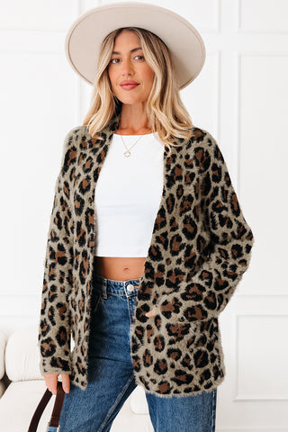 Wild Side Fuzzy Leopard Cardigan