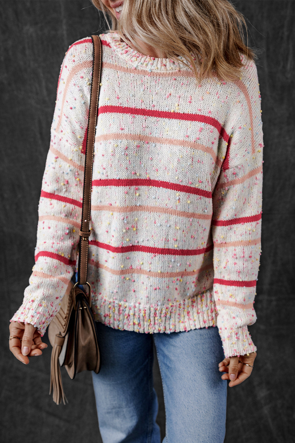 Pink Striped Confetti Knit Sweater