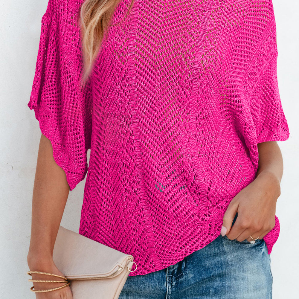 
                  
                    Scallop Edge Short Sleeve Knit Top - Sweater
                  
                