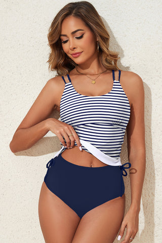 Nautical Stripe Tummy Control Tankini Set