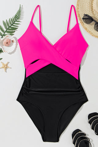 Crossover Colorblock Cutout One Piece
