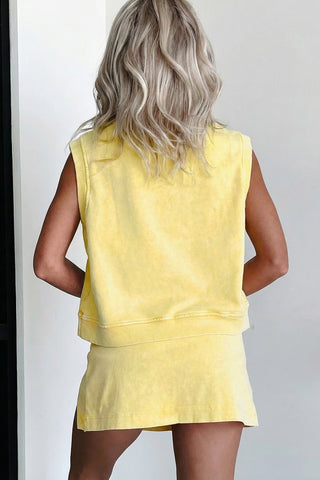 Yellow Cream Mineral Wash Skort Set