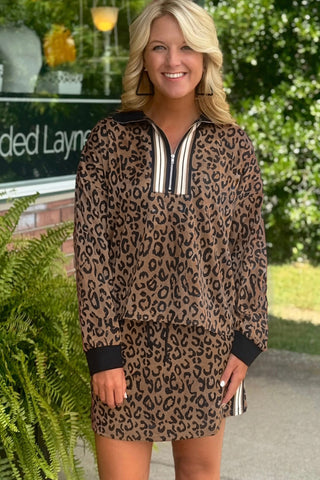 Leopard Quarter Zip Top & Skort