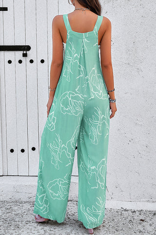 Jade Boho Printed Wide Leg Bib Overalls – Effortless Chic Jumpsuit