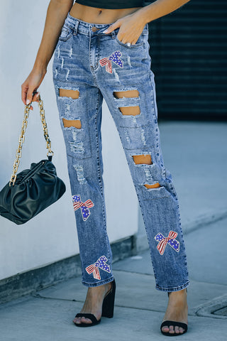 Americana Sequin Bow Jeans