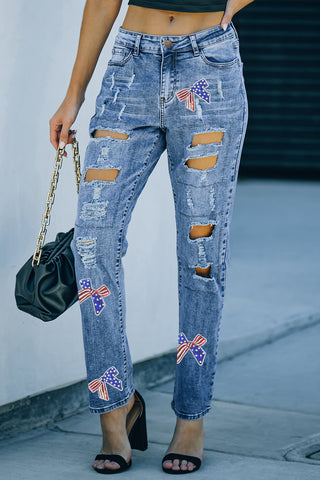 Americana Sequin Bow Jeans