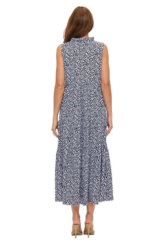 Sleeveless Geometric A-Line Midi Dress