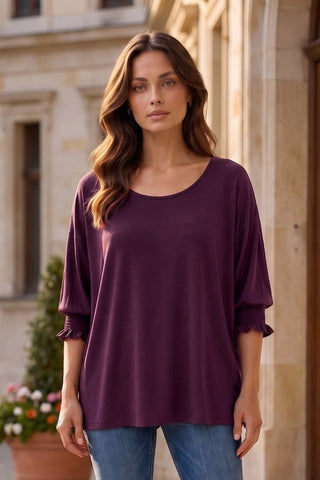 Smocked Sleeve Poncho Blouse | Wrinkle-Free Luxe Drape