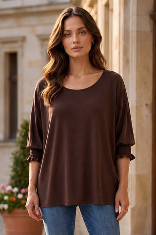 Smocked Sleeve Poncho Blouse | Wrinkle-Free Luxe Drape