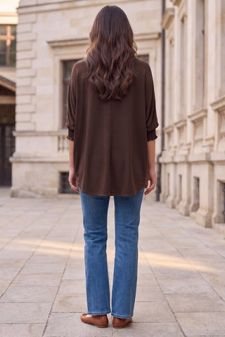 Smocked Sleeve Poncho Blouse | Wrinkle-Free Luxe Drape