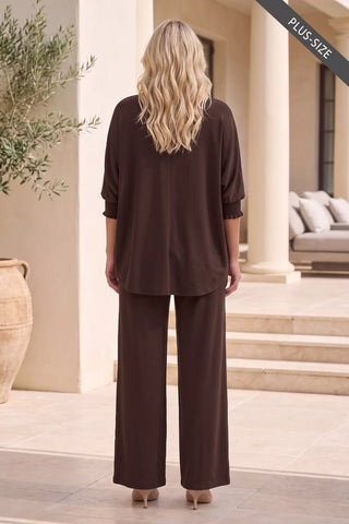 Luxe Chocolate Travel Set | Oversized Poncho & Relaxed Trouser (Plus)